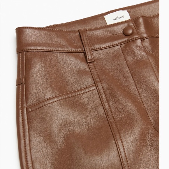 ARITZIA Wilfred Rebel High-waisted Vegan Leather pants Pants In Cognac Size 0 - Picture 5 of 14